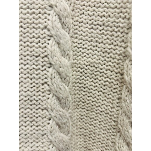 M&S Collection Beige Wool Blend Cable Knit Bobble Sweater Womens Size 6 Medium - Picture 6 of 14